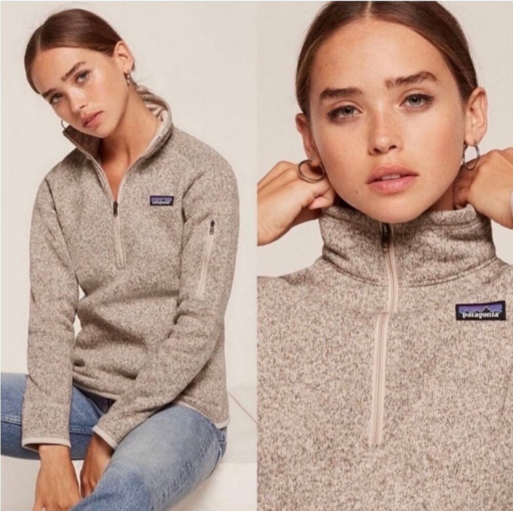 PATAGONIA Better Sweater 1/4-Zip Fleece in Pelican Beige Gray Size Small EUC
